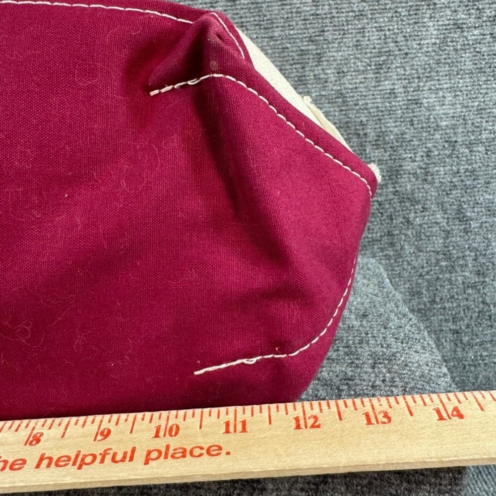 LL Bean Boat and Tote Canvas Bag Burgundy Cream Small Medium Made in USA - Picture 7 of 11